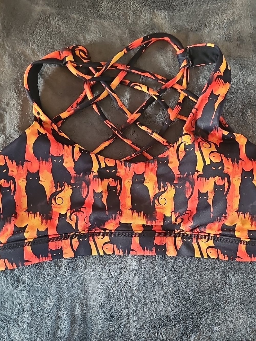 Constantly Varied Gear Halloween Sports Bra L black Cats